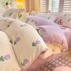 Juego de Cama de Cuatro Piezas de Terciopelo de Leche de Dibujos Animados para Invierno, Espesado, de Terciopelo Coral, Sábanas, Funda Nórdica, Juego de Cama de Tres Piezas de Nantong, Funda Nórdica con Forro Polar