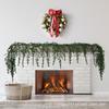 Amazon Europeu e Americano Transfronteiriço Artificial Borracha Macia Folha de Pinheiro Planta Verde Rattan Guirlanda Natal Parede Montada Decoração de Lareira