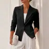E-commerce Transfronteiriço Europeu e Americano Luxo Leve Estilo Simples Blazer de Terno Acinturado Feminino Lapela de Botão Único Curto para o Trabalho