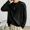 Camiseta casual versátil de manga larga para hombre para otoño, cuello redondo, color liso moderno, cómoda, transpirable y de corte holgado.