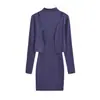 Conjunto Estilo Coreano: Vestido de Punto de Cuello Medio Alto y Conjunto de Dos Piezas Delgado 'Pure Desire' con Hombreras para Mujer