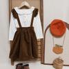 Liquidación Elegante Falda con Tirantes de Pana para Niños Color Sólido Ropa Exterior Ropa Infantil Tirantes de Encaje Falda de Corte A