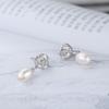 Pendientes de plata de ley S925 hechos a mano, nuevos pendientes de flores de perla de agua dulce natural, fabricantes de pendientes coreanos al por mayor.