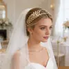 Faixa de Cabeça Dourada Folha Europeia e Americana para Casamento Noiva Estilo Floresta Ramo de Oliveira Acessório de Cabelo Folha Espiga de Trigo Coroa Faixa de Cabeça para Mulheres