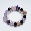 Insignia Morada DoradaPulsera de Amatista Natural para Mujer, Versátil Morado Negro Dorado Super Pulsera de Uruguay al por Mayor