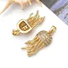 DIY Vida Marina Dorada Chapado en Cobre Oro Real de 18K Fuerte Retención de Color Broche de Girasol Colgante de Circonita Dijes Accesorios de Joyería
