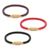 Pulseira de Corda de Couro 4.0 em Aço Inoxidável, Unissex, Impermeável, Pulseira de Casal, Corda Trançada, em Estoque Atacado