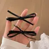 Presilha de Cabelo Laço de Couro Preto para Mulheres, Estilo Doce e Descolado, Presilha Lateral para Franja, Acessório de Cabelo