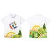 Uniforme de clase para escuela primaria con estampado de cuerpo completo, polo con cuello de solapa, estampado fijo medio, uniforme de juegos para padres e hijos de jardín de infantes, uniforme de graduación