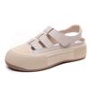 [Oferta por Tiempo Limitado: 99] Sandalias Deportivas de Piel Genuina para Mujer, Punta Abierta con Velcro Mágico, Suela Gruesa Romana de Piel de Vaca Plana
