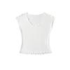 Camiseta de Manga Corta Ajustada con Cuello en U Estilo Puro Deseo para Mujer, Verano Cintura Ceñida Chica Caliente Color Sólido Moldeadora Elástica Versátil