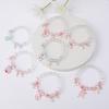 Pulseira de Cristal Cão Canela Ins para Meninas Sanrio Casal Cristal Cristal Rosa Pulseira Floral Estudante Melhor Amigo Presente