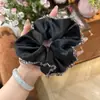 Elástico de Cabelo de Cristal Cetim de Alta Qualidade Estilo Francês, Scrunchie Grande de Alta Aparência Estilo Coreano para Rabo de Cavalo e Coque Corda de Cabelo para Mulheres