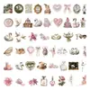 50 Hojas Pegatinas de Diario Cisne Rosa Retro Paquete de Pegatinas Arquitectura Europea Niña de Ballet Flores Pegatinas para Diario Planificador