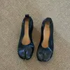 Versão em Pele de Ovelha~Sapatos de Salto Alto Bico Diviso Retro para Mulheres, Slip-On Elegantes de Corte Baixo com Salto Bloco, Sapatos de Ballet Mary Jane