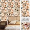 Papel Pintado Adhesivo de Flores Grandes Americanas Pared de Fondo Cálida para Dormitorio Renovación Pastoral Francesa Retro Pegatina Decorativa de Pared Papel Pintado para Invitados