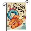 Bandeiras de Jardim de Verão Novas Mais Vendidas Transfronteiriças: Bandeiras Decorativas de Praia Havaiana com Flamingo e Melancia para o Sol de Verão