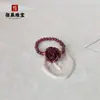 Anillo de Cinabrio Piedra Cruda Arena Dorada Púrpura Cuentas Pixiu Flor Rosa Anillo de Espinela Anillo Elástico Suministro en Vivo