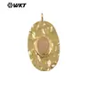 Wt-P2104 Colgante Oval de Latón Incrustado con Piedras de Amazonita y Cuarzo Rosa de Venta Caliente Joyería Accesorios DIY