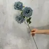 Flor Artificial nova rosa diamante de três cabeças flor de seda decoração de sala de estar adereços de decoração para fotos fileira de flores de casamento estilo ins