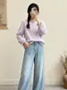Camisa de gasa de doble capa de algodón puro para mujer, de manga larga, estilo artístico vintage, ultrasuave, hipoalergénica, transpirable, top de algodón para bebé