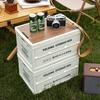 Caja de Almacenamiento Conveniente para Camping al Aire Libre, Gabinete de Almacenamiento para Maletero de Coche Montable con Tapa de Madera, Cesta de Almacenamiento Plegable Portátil para Picnic