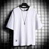 Camiseta de manga curta masculina verão marca de moda ins solta falso duas peças manga média top camiseta casal camisa de base