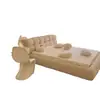 Cama Moderna Minimalista de Moda Ultra Suave para Dormitorio de Niñas, Cama Doble de Tela Color Crema Estilo Francés con Respaldo Suave