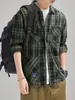 Camisa a Cuadros de Manga Larga de Algodón Puro Estilo Retro Americano para Hombre, Holgada, Versátil, Primavera, Camisa Casual, Sentido del Diseño, Marca de Moda, Ropa de Abrigo