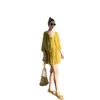 Vestido estilo francés de cuello en V con mangas abullonadas, perfecto para un look de vacaciones, nueva colección de verano 2026 para mujer, vestido de corte holgado