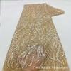 Nuevo en stock Europeo y Americano flor de posicionamiento bordada a máquina grande tubo de cuentas cuentas de burbuja tela encaje de alta gama vestido de fiesta banquete de boda