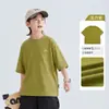 Roupas Infantis Meninos Camiseta Manga Curta 7A Antibacteriana 2026 Verão Novo Estilo Kidsren Solona Fresca Secagem Rápida Proteção Solar Roupas