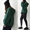 Traje de sudadera y pantalones de sudadera gruesos con forro polar para otoño e invierno para estudiantes nuevos, manga larga, color sólido, top con capucha, pantalones harén, conjunto de dos piezas