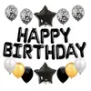 Conjunto de Balões de Feliz Aniversário Balão de Látex com Lantejoulas Decoração de Festa Balão de Filme de Alumínio Letra Decoração de Aniversário Arranjo de Atmosfera