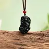 Collar Colgante de Obsidiana Negra Natural Pixiu, Joyería con Colgante de Obsidiana Dorada para Hombres y Mujeres, Estilo Pareja