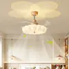 Luminária ventilador de teto invisível para quarto em estilo francês na cor creme, luminária ventilador de teto para sala de jantar em estilo vintage, luminária ventilador de teto de espectro total que protege os olhos