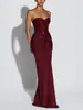 Sitio Independiente de Amazon Ropa Sexy para Mujer Europea y Americana Chica Caliente Vestido de Color Sólido Sin Tirantes de Cintura Alta Ajustado con Lazo para Mujer 8203