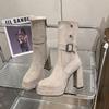 Zapatos de Mujer de Lujo de Nicho Botas de Mujer Tacones Altos Moda Nueva Otoño e Invierno 2025 Botas Retro de Comercio Exterior Transfronterizo