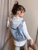 Chaqueta Chaleco de Mezclilla para Niñas Primavera y Otoño para Niños Mayores y Estudiantes 2026 Moda Chaleco de Mezclilla con Capucha Desmontable