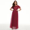 Vestido de lentejuelas, manga corta, cuello redondo, tutú, vestido de noche, cintura alta, elegante, para dama de honor, para brindis, banquete, 115