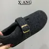 Sapatos Birkenstock de Lã de Ovelha com Cobertura Total para Mulheres, Sapatos Quentes de Algodão com Forro de Lã para Outono e Inverno, Sapatos Mary Jane, Sapatos de Lã de Cordeiro, Mocassins