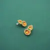 Brincos de Gourd da Fortuna com Borla Cravejada de Pedras Preciosas, Estilo Nacional Chinês, Amarelo-Verde, Estilo Retro de Luxo Leve, com Significado Auspicioso