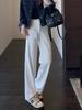 Pantalones de Look Adelgazante 2025 Cintura Alta Look Adelgazante Rectos Estrechos Pierna Ancha Jeans Blancos para Mujer Otoño e Invierno Nuevo
