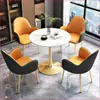 Juego de mesa de negociación y sillas de pizarra, silla de cuero con huella de gato, mesa de recepción de negocios, mesa redonda pequeña, mesa de café para ocio en balcón, mesa de comedor de lujo ligero