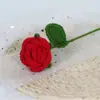 Rosa de Lana Producto Terminado Único Tejido a Mano Ramo Artificial para Novia Regalo de San Valentín Flor de Lana Rosa