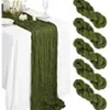 Corredor de Mesa de Tela de Gasa Arrugada Bali Mantel Estilo Europeo Decoración de Boda Cortina de Gasa Plisada Estilo Bohemio Decoración de Tira Larga con Borlas
