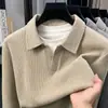 Camiseta de Manga Longa Falsa Duas Peças com Gola Tesoura para Homem, Nova Moda Casual Solta Versátil Outono 2026 Camisa Básica Masculina