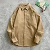 Camisa básica de algodão puro estilo japonês cityboy para homens, outono e primavera, manga longa, casual americano, camada interna, camisa de algodão puro