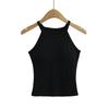 Sutiã Sexy Spice Girl Halter Camisole Feminino 2025 Primavera e Verão Novo Colete de Cor Pura com Bojo no Peito