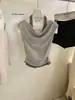 Venta de Liquidación, Sin Devoluciones ni Cambios, Camiseta Casual de Moda Estilo Coreano, Rayas, Corte Delgado, Fruncida, Falso Dos Piezas, Cuello Halter, Ropa de Verano W9597